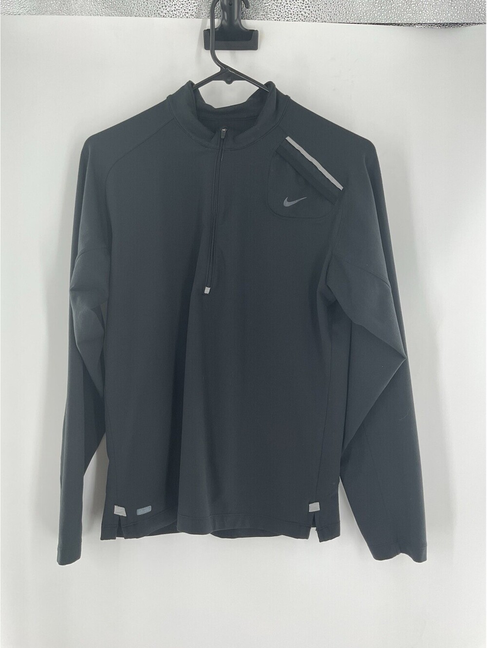 Nike Dri Fit Women Size S 1/4 Zip Pullover Black Long Sleeve Athletic Shirt 128